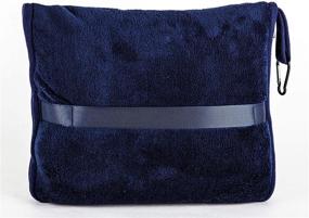 img 2 attached to BlueHills Premium Soft Travel Blanket Pillow: Compact Pack Large Navy Blue Blanket with Convenient Features for Any Travel