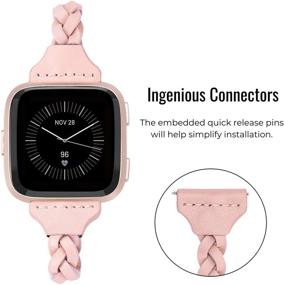 img 3 attached to Стильные ручной работы кожаные ремешки для Fitbit Versa/Versa 2/Versa Lite - премиальные запасные браслеты для женщин и мужчин.