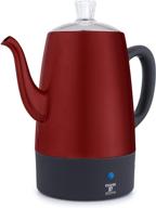 ☕ moss &amp; stone red electric coffee percolator with stainless steel lid - 10 cups logo