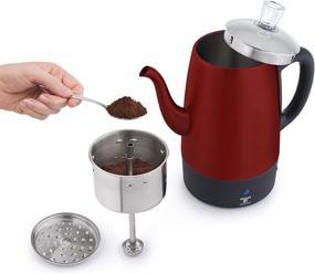 img 1 attached to ☕ Moss &amp; Stone Red Electric Coffee Percolator with Stainless Steel Lid - 10 Cups