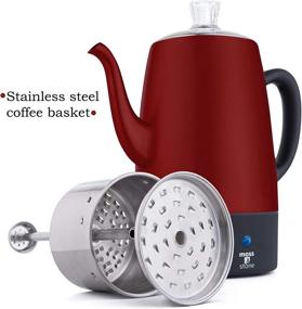 img 3 attached to ☕ Moss &amp; Stone Red Electric Coffee Percolator with Stainless Steel Lid - 10 Cups