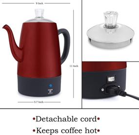 img 2 attached to ☕ Moss &amp; Stone Red Electric Coffee Percolator with Stainless Steel Lid - 10 Cups