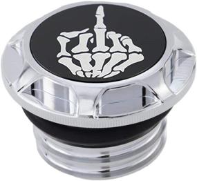 img 1 attached to GUAIMI CNC Aluminum Fuel Gas Tank Oil Cap Compatible With Harley Sportster XL 1200 883 X48 Dyna - Middle Finger (Chrome)