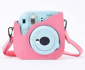 img 2 attached to Phetium Soft PU Leather Protective Case With Shoulder And Pocket For Fujifilm Instax Mini8 8+/Mini9 Instant Camera (Flamingo Pink)