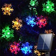 🌟 30.6ft solar multicolored snowflake lights - 50 led outdoor christmas string lights with 8 modes, waterproof tree lights for home party patio garden yard decoration - xmas solar snowflake lights логотип