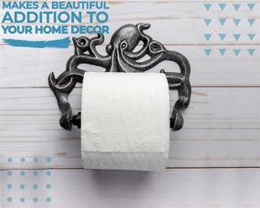 img 3 attached to 🐙 Wall Mounted Octopus Toilet Paper Roll Holder – Decorative Cast Iron Kraken Bathroom Décor – Nautical Accessories with Screws and Anchors Included – Easy to Install – Silver and Black