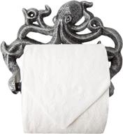🐙 wall mounted octopus toilet paper roll holder – decorative cast iron kraken bathroom décor – nautical accessories with screws and anchors included – easy to install – silver and black logo