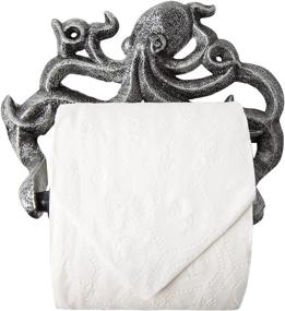 img 4 attached to 🐙 Wall Mounted Octopus Toilet Paper Roll Holder – Decorative Cast Iron Kraken Bathroom Décor – Nautical Accessories with Screws and Anchors Included – Easy to Install – Silver and Black