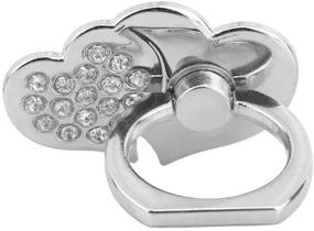 img 2 attached to Universal Fashion 360 Degree Rotating Finger Ring Stand Holder For Cell Phone IPhone Tablet IPad - Double Crystal Hearts (Silver)