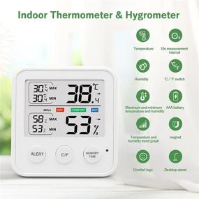 img 3 attached to Room Thermometer and Humidity Gauge - Digital Hygrometer Indoor thermometer with dual sensors for Home, Bedroom, Basement, and Greenhouse - Temperature Humidity Monitor with 24H Max/Min Record Display