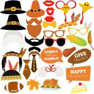 📸 tinksky thanksgiving day photo booth props - happy thanksgiving photo prop kit with attached stick - 34pcs diy decorations logo