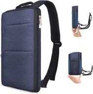 🔵 blue slim & expandable laptop backpack 15-16 inch sleeve with usb port, spill-resistant notebook bag case for macbooks, surface-books, dell, hp, lenovo, asus computers logo