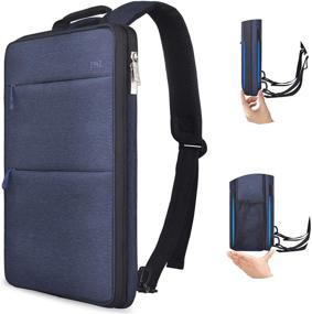 img 4 attached to 🔵 Blue Slim & Expandable Laptop Backpack 15-16 Inch Sleeve with USB Port, Spill-Resistant Notebook Bag Case for MacBooks, Surface-Books, Dell, HP, Lenovo, Asus Computers