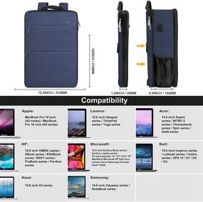 img 3 attached to 🔵 Blue Slim & Expandable Laptop Backpack 15-16 Inch Sleeve with USB Port, Spill-Resistant Notebook Bag Case for MacBooks, Surface-Books, Dell, HP, Lenovo, Asus Computers