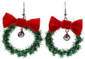 img 4 attached to 🎁 Stunning Green Ornament Wreath Hoop Jingle Bell Earrings: Festive Lightweight Christmas Red Bowknot Dangles for Women & Girls - Perfect Gifts for Best Friend at New Year Parties! Hypoallergenic.