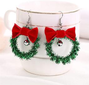 img 2 attached to 🎁 Stunning Green Ornament Wreath Hoop Jingle Bell Earrings: Festive Lightweight Christmas Red Bowknot Dangles for Women & Girls - Perfect Gifts for Best Friend at New Year Parties! Hypoallergenic.