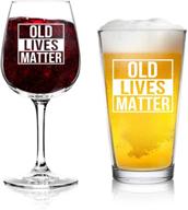 🍷 commemorative old lives matter wine and beer glass set: perfect birthday or retirement gift for senior citizens; ideal parent gag gift for mom, dad, grandma, and grandpa; proudly made in usa логотип