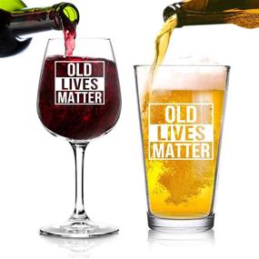 img 3 attached to 🍷 Commemorative Old Lives Matter Wine and Beer Glass Set: Perfect Birthday or Retirement Gift for Senior Citizens; Ideal Parent Gag Gift for Mom, Dad, Grandma, and Grandpa; Proudly Made in USA