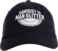 🔨 ann arbor t-shirt co. sawdust is man glitter baseball cap dad hat - funny woodworking wood working saw dust humor, black logo