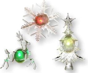 img 3 attached to Set of 3 LED Lighted Holiday Window Decorations - Reindeer, Christmas Tree, Snowflake - Color Changing Lights - Festive Christmas Decor - Night Light Window Clings