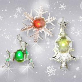 img 4 attached to Set of 3 LED Lighted Holiday Window Decorations - Reindeer, Christmas Tree, Snowflake - Color Changing Lights - Festive Christmas Decor - Night Light Window Clings