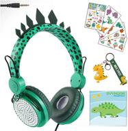 🦖 boys green dinosaur wired headphones: cute kids game headset for girls teens tablet laptop pc ps4 - over ear children's headset with 85db volume limit & mic - perfect school birthday travel xmas gift (green) logo