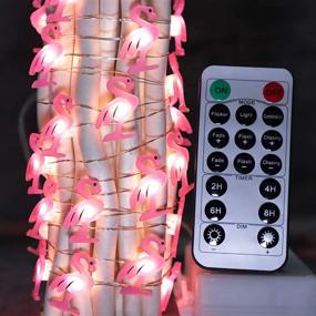 img 3 attached to 🦩 SILVERSTRO Flamingo Lights - 10FT 30LEDs, USB & Battery Powered Fairy Lights with Remote, Cute Night Lights for Home, Wedding, Birthday, Xmas Decor - Flamingo Party Theme (Warm White)