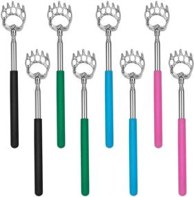 img 4 attached to Extendable Bear Claw Back Scratcher Set of 8 - Metal Telescopic Backscratchers with Rubber Handles - Portable and SEO-friendly