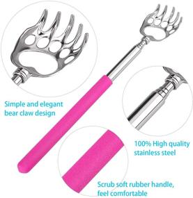 img 2 attached to Extendable Bear Claw Back Scratcher Set of 8 - Metal Telescopic Backscratchers with Rubber Handles - Portable and SEO-friendly