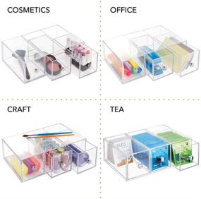 img 3 attached to mDesign Plastic Art/Craft Sewing Storage Organizer - Ideal for Cabinet or Countertop - Clear, 3 Drawers - Hold Glitter, Scissors, Brushes, Markers, Yarn - Versatile Vertical or Horizontal Use