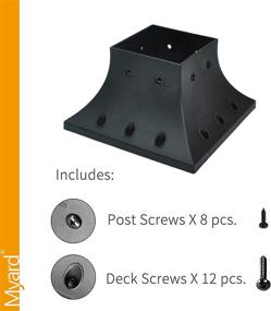 img 1 attached to 🔳 Myard PNP114040 4x4 Post Base Cover Skirt Flange: Improve Deck Porch Railing Support with Screws (Qty 4, Black)