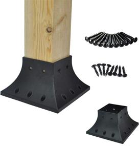 img 4 attached to 🔳 Myard PNP114040 4x4 Post Base Cover Skirt Flange: Improve Deck Porch Railing Support with Screws (Qty 4, Black)