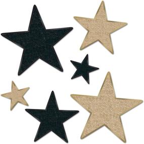 img 1 attached to 🌟 Beistle Glittered Foil Sparkle Paper Star Cut Outs - 6 Piece VIP Awards Night Decorations - New Year’s Eve Party Supplies, 5"-12", Black/Gold