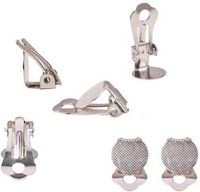 img 4 attached to 📎 PH PandaHall Platinum Flat Round Tray Brass Clip-on Earring Findings - 10 Pairs Set, 19x10x7.5mm, Tray: 10mm