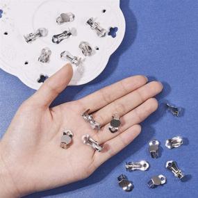 img 1 attached to 📎 PH PandaHall Platinum Flat Round Tray Brass Clip-on Earring Findings - 10 Pairs Set, 19x10x7.5mm, Tray: 10mm