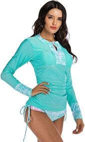 img 3 attached to 🩱 Akaeys Women's Zip-Front Rash Guard Swim Shirt with Adjustable Sun Protection – Long Sleeve Top & Bottoms