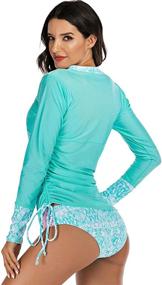 img 2 attached to 🩱 Akaeys Women's Zip-Front Rash Guard Swim Shirt with Adjustable Sun Protection – Long Sleeve Top & Bottoms