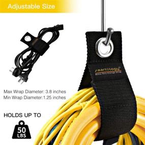 img 3 attached to Умный держатель удлинительного кабеля Smartology Heavy-Duty Hook and Loop - универсальный ремень для хранения в гараже и на природе для дома и улицы - обертыватель и подвеска для кабеля, шланга и каната - 9 штук