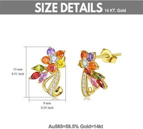 img 3 attached to 🌸 SISGEM 14K Real Gold Flower Stud Earrings with Dainty Multi-Colored Moissanite Flower Leaf Stud Wrap Earrings - Ideal Birthday Gift for Women and Girls