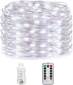 img 4 attached to 🧚 JIKKIT USB Plug-in Fairy Lights: Remote Control Timer, Twinkling Copper Wire String Lights with Adjustable Frequency - 8 Modes, 33Ft 100 LED for Christmas Bedroom Indoor Decoration in White