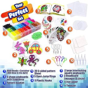img 3 attached to 🎨 Набор для рукоделия FunzBo Fuse Beads - 111 узоров Melty Fusion цветные бусины и ремесла для детей - 5500 бусин и 9 досок - подарок для детей от 5 до 7 лет для занятий класса