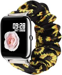 img 4 attached to 📱 Popglory P22 Band Replacements: Fabric Elastic Scrunchie Straps for Popglory P22, Donerton Smartwatch, iTouch Air 3, and IOWODO R3Pro Smartwatch