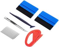 6-in-1 car vinyl wrap and window tint tool kit with mini squeegee, felt squeegee, film cutter, utility knife, and 10 blades for auto window tint installation logo