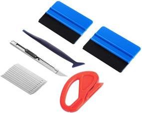 img 4 attached to 6-in-1 Car Vinyl Wrap and Window Tint Tool Kit with Mini Squeegee, Felt Squeegee, Film Cutter, Utility Knife, and 10 Blades for Auto Window Tint Installation