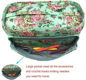 img 2 attached to 🧶 Large Size Knitting Bag by Weabetfu - Yarn Storage Tote with Zipper Closure, Pocket, and Cuboid Design for Organizing Knitting Needles, Crochet Hooks, and Project Accessories - Easy to Carry (Up to 14 Inch)