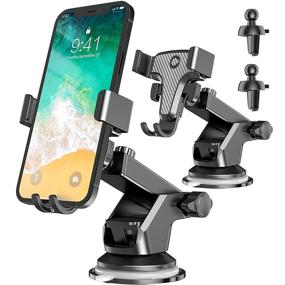 img 4 attached to 📱 Upgraded 2-Pack Car Phone Holder Mount with Stronger Suction Cup - fotwen Universal Car Phone Holder for Dashboard Windshield & Air Vent, Compatible with iPhone Android Cell Phones 4-7''