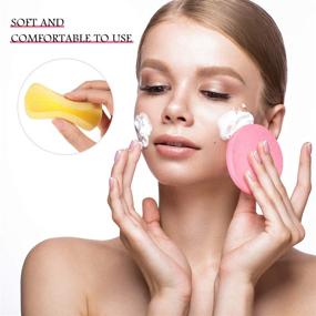 img 2 attached to 🧽 120-Piece Compressed Facial Sponge Set: Face Cleansing, Exfoliating, & Makeup Removal | Pink, Yellow, Blue Sponges