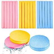 🧽 120-piece compressed facial sponge set: face cleansing, exfoliating, & makeup removal | pink, yellow, blue sponges logo