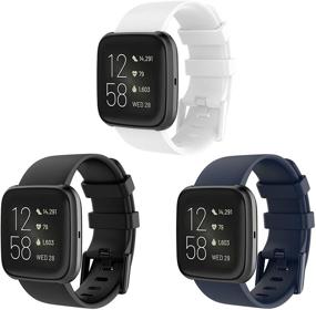 img 4 attached to KingAcc Silicone Bands Compatible With Fitbit Versa 2 /Fitbit Versa /Fitbit Versa Lite SE With Metal Buckle For Women Men