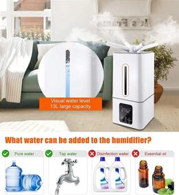 img 4 attached to 🏠 JIAWANSHUN Large Home Industrial Humidifier - Commercial Humidifier 1350ml/h 1200sq.ft, Whole House Humidifier 3.4Gallons for Living Room Bedroom Office with Mushroon Base 110-220V